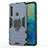 Custodia Silicone e Plastica Opaca Cover con Magnetico Anello Supporto S02 per Samsung Galaxy A9 (2018) A920 Blu