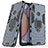 Custodia Silicone e Plastica Opaca Cover con Magnetico Anello Supporto S02 per Samsung Galaxy M01s Blu