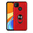 Custodia Silicone e Plastica Opaca Cover con Magnetico Anello Supporto S02 per Xiaomi Redmi 9 India Rosso