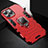 Custodia Silicone e Plastica Opaca Cover con Magnetico Anello Supporto S03 per Apple iPhone 13 Pro Rosso