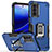 Custodia Silicone e Plastica Opaca Cover con Magnetico Anello Supporto S03 per Motorola MOTO G52 Blu