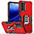Custodia Silicone e Plastica Opaca Cover con Magnetico Anello Supporto S03 per Motorola MOTO G52 Rosso