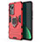 Custodia Silicone e Plastica Opaca Cover con Magnetico Anello Supporto S03 per Xiaomi Mi 12S 5G Rosso