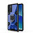 Custodia Silicone e Plastica Opaca Cover con Magnetico Anello Supporto S04 per Oppo Reno6 5G Blu