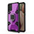 Custodia Silicone e Plastica Opaca Cover con Magnetico Anello Supporto S04 per Samsung Galaxy A03s Viola