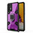 Custodia Silicone e Plastica Opaca Cover con Magnetico Anello Supporto S04 per Samsung Galaxy A72 4G Viola