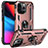 Custodia Silicone e Plastica Opaca Cover con Magnetico Anello Supporto S05 per Apple iPhone 13 Pro Max Oro Rosa