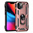 Custodia Silicone e Plastica Opaca Cover con Magnetico Anello Supporto S05 per Apple iPhone 14 Plus