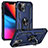 Custodia Silicone e Plastica Opaca Cover con Magnetico Anello Supporto S05 per Apple iPhone 14 Plus Blu