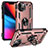 Custodia Silicone e Plastica Opaca Cover con Magnetico Anello Supporto S05 per Apple iPhone 14 Plus Oro Rosa