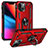 Custodia Silicone e Plastica Opaca Cover con Magnetico Anello Supporto S05 per Apple iPhone 14 Plus Rosso