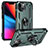 Custodia Silicone e Plastica Opaca Cover con Magnetico Anello Supporto S05 per Apple iPhone 14 Plus Verde