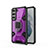 Custodia Silicone e Plastica Opaca Cover con Magnetico Anello Supporto S05 per Samsung Galaxy S21 FE 5G Viola