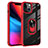 Custodia Silicone e Plastica Opaca Cover con Magnetico Anello Supporto S06 per Apple iPhone 14 Rosso