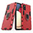 Custodia Silicone e Plastica Opaca Cover con Magnetico Anello Supporto S06 per Samsung Galaxy F02S SM-E025F Rosso