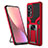 Custodia Silicone e Plastica Opaca Cover con Magnetico Anello Supporto S06 per Xiaomi Mi 12 5G Rosso
