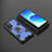 Custodia Silicone e Plastica Opaca Cover con Magnetico Anello Supporto S07 per Oppo Reno6 5G Blu