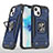 Custodia Silicone e Plastica Opaca Cover con Magnetico Anello Supporto S08 per Apple iPhone 14 Blu