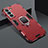 Custodia Silicone e Plastica Opaca Cover con Magnetico Anello Supporto S08 per Samsung Galaxy S21 5G Rosso