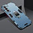 Custodia Silicone e Plastica Opaca Cover con Magnetico Anello Supporto S08 per Samsung Galaxy S21 FE 5G