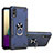 Custodia Silicone e Plastica Opaca Cover con Magnetico Anello Supporto T01 per Samsung Galaxy A02 Blu