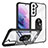 Custodia Silicone e Plastica Opaca Cover con Magnetico Anello Supporto T01 per Samsung Galaxy S21 5G
