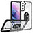 Custodia Silicone e Plastica Opaca Cover con Magnetico Anello Supporto T01 per Samsung Galaxy S21 5G