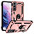 Custodia Silicone e Plastica Opaca Cover con Magnetico Anello Supporto T03 per Samsung Galaxy S21 FE 5G