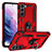 Custodia Silicone e Plastica Opaca Cover con Magnetico Anello Supporto T03 per Samsung Galaxy S21 Plus 5G Rosso