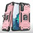 Custodia Silicone e Plastica Opaca Cover con Magnetico Anello Supporto T04 per Samsung Galaxy S21 5G