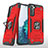 Custodia Silicone e Plastica Opaca Cover con Magnetico Anello Supporto T04 per Samsung Galaxy S22 5G Rosso