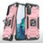 Custodia Silicone e Plastica Opaca Cover con Magnetico Anello Supporto T04 per Samsung Galaxy S23 Plus 5G Oro Rosa