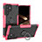 Custodia Silicone e Plastica Opaca Cover con Magnetico Anello Supporto T08 per Samsung Galaxy S24 Ultra 5G Rosa Caldo