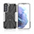 Custodia Silicone e Plastica Opaca Cover con Magnetico Anello Supporto T09 per Samsung Galaxy S21 FE 5G