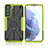 Custodia Silicone e Plastica Opaca Cover con Magnetico Anello Supporto T09 per Samsung Galaxy S21 FE 5G