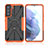 Custodia Silicone e Plastica Opaca Cover con Magnetico Anello Supporto T09 per Samsung Galaxy S22 5G