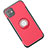 Custodia Silicone e Plastica Opaca Cover con Magnetico Anello Supporto Y01 per Apple iPhone 11 Rosso