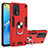 Custodia Silicone e Plastica Opaca Cover con Magnetico Anello Supporto Y01B per Oppo F19 Rosso