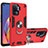 Custodia Silicone e Plastica Opaca Cover con Magnetico Anello Supporto Y01B per Oppo Reno5 F Rosso