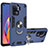 Custodia Silicone e Plastica Opaca Cover con Magnetico Anello Supporto Y01B per Oppo Reno5 Lite Blu