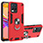 Custodia Silicone e Plastica Opaca Cover con Magnetico Anello Supporto Y01B per Realme 8 4G Rosso