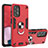 Custodia Silicone e Plastica Opaca Cover con Magnetico Anello Supporto Y01B per Samsung Galaxy A13 4G Rosso