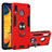 Custodia Silicone e Plastica Opaca Cover con Magnetico Anello Supporto Y01B per Samsung Galaxy A20 Rosso