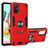 Custodia Silicone e Plastica Opaca Cover con Magnetico Anello Supporto Y01B per Samsung Galaxy A71 4G A715 Rosso