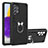 Custodia Silicone e Plastica Opaca Cover con Magnetico Anello Supporto Y01B per Samsung Galaxy A72 4G Nero