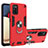 Custodia Silicone e Plastica Opaca Cover con Magnetico Anello Supporto Y01B per Samsung Galaxy F02S SM-E025F Rosso