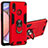 Custodia Silicone e Plastica Opaca Cover con Magnetico Anello Supporto Y01B per Samsung Galaxy M01s Rosso