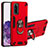 Custodia Silicone e Plastica Opaca Cover con Magnetico Anello Supporto Y01B per Samsung Galaxy S20 5G Rosso