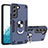 Custodia Silicone e Plastica Opaca Cover con Magnetico Anello Supporto Y01B per Samsung Galaxy S21 FE 5G