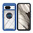 Custodia Silicone e Plastica Opaca Cover con Magnetico Anello Supporto YB1 per Google Pixel 8 5G Blu